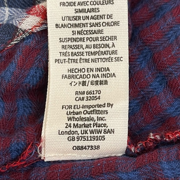 Free People Magical Plaid Shirt Red and Blue Embroidered Button Down Blouse S - Picture 8 of 14